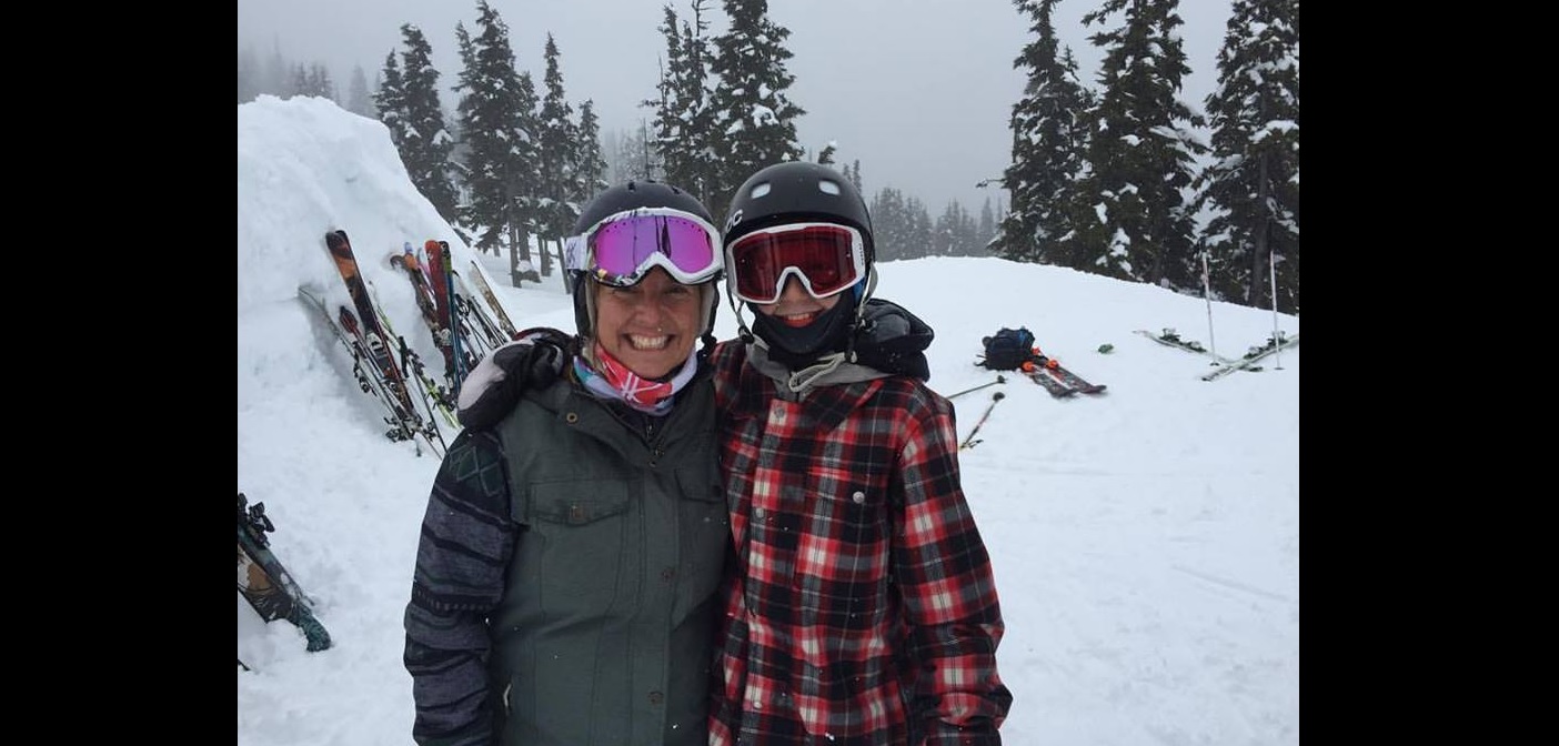 Kyle Mattice (right) with his mom Tami in Whistler (supplied)