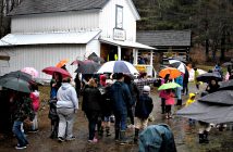 There were almost as many umbrellas as egg hunters at this year's annual Easter egg hunt