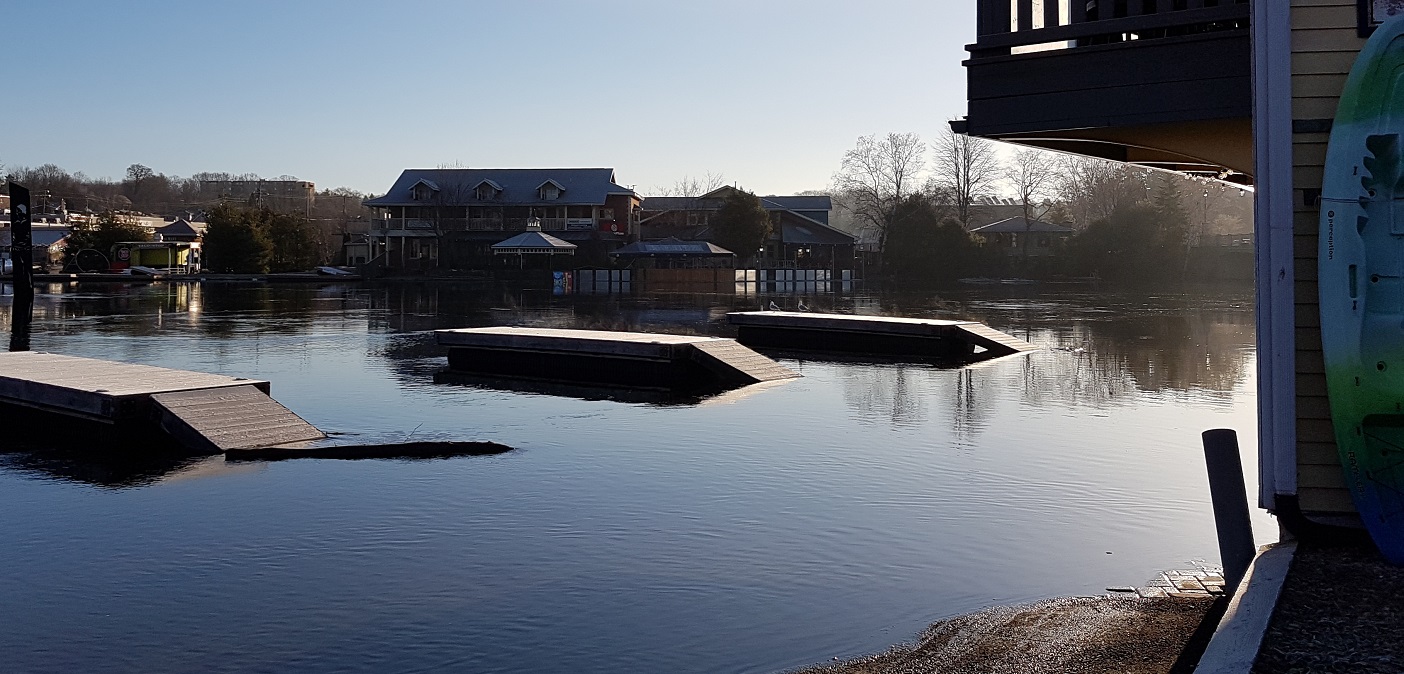 The boardwalk at the Town Docks has been under water since April 13 (Doppler file photo)