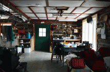 Inside the rustic Martin sugar shack.
