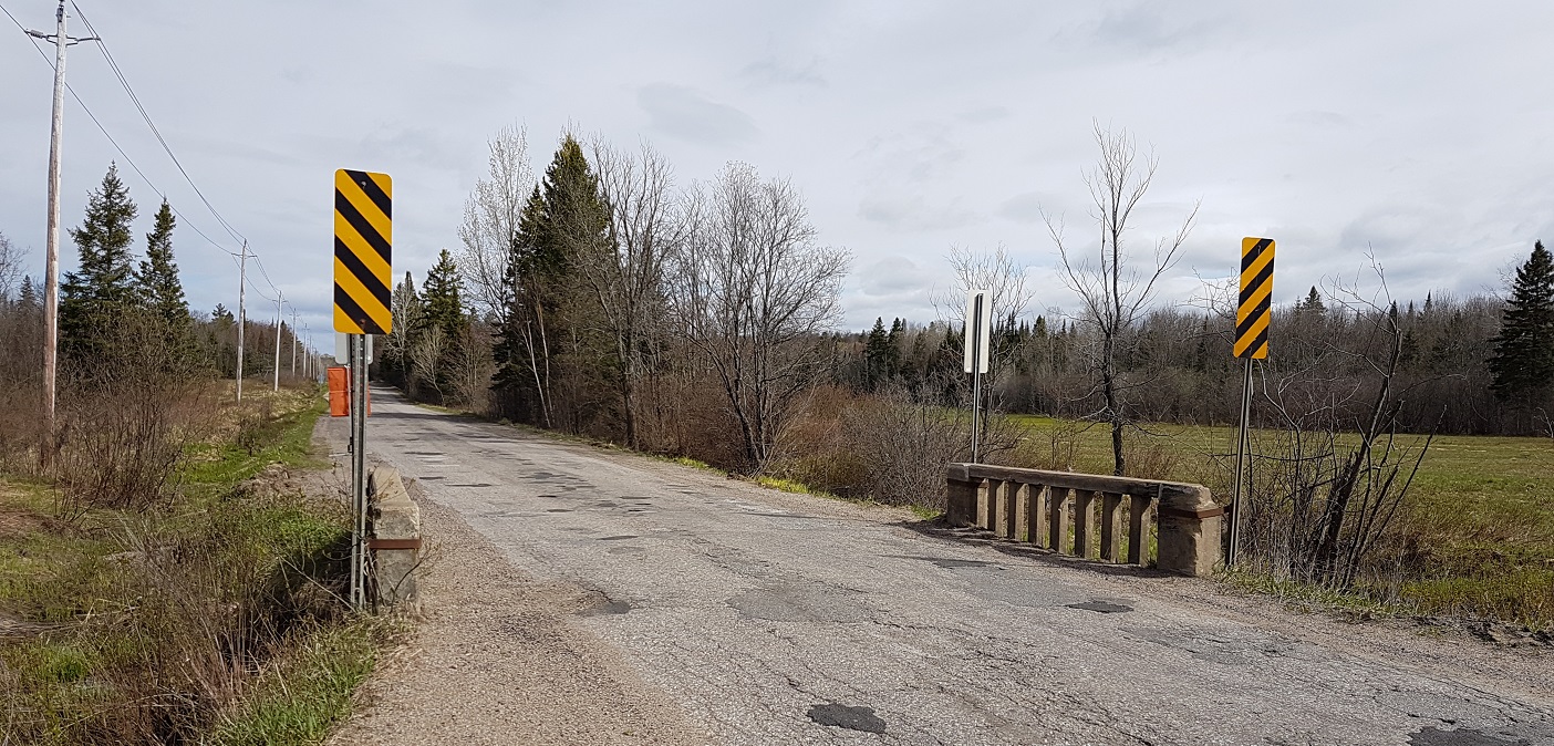 The Town of Huntsville plans to replace many of its single-lane bridges, like this one on Domtar Road, with large culverts