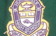 The crest from an old HHS uniform. Labor Omnia Vincit means "work conquers all" (Image courtesy of Carol Stevens)