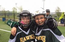 Tyler MacKinnon and Cole Frasier (Hawks U15) happy with the win that put them in the semi-finals (Photo: Jocelyn Knox)
