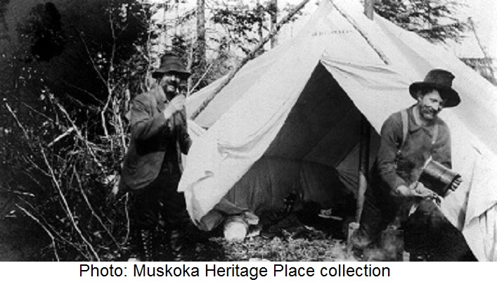 Two men (Richard Cole and Charlie Cann) with tent in 1910