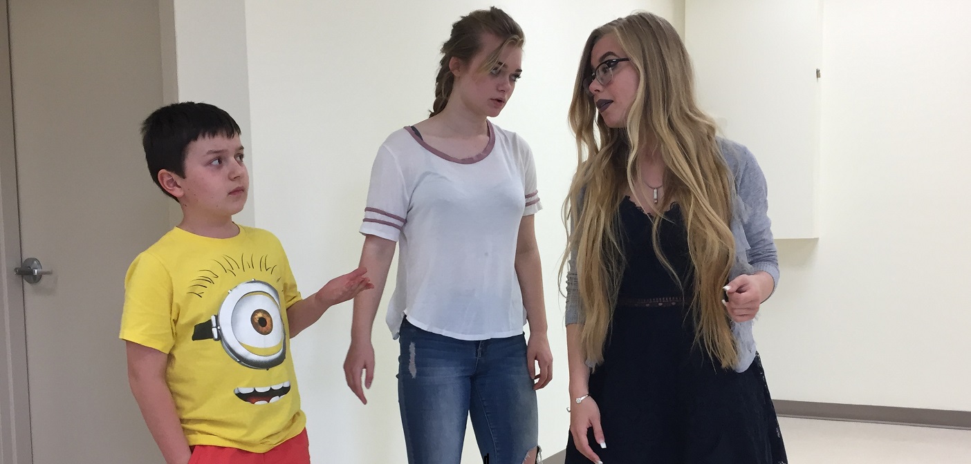 (From left) Nils Buzora, Millie Cassie-Batchelor and Hailey Scott rehearsing a scene from As You Like It