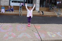 While Hannah played in the puddle, Courtney provided inspiration for Dad.