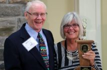 Bill Kennedy accepts the Mike Greaves Memorial award from Mike's sister, Peggy Hurley.
