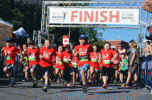 Kids taking part in the Kids Fun Run in the Band on the Run event take off at great speed.