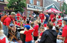 The drum circle, led by Barry "Bazza" Hayward, kept the day's fun beat going