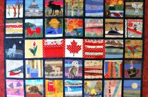 A special Canada 150 quilt, created by community members, on display in Town Hall