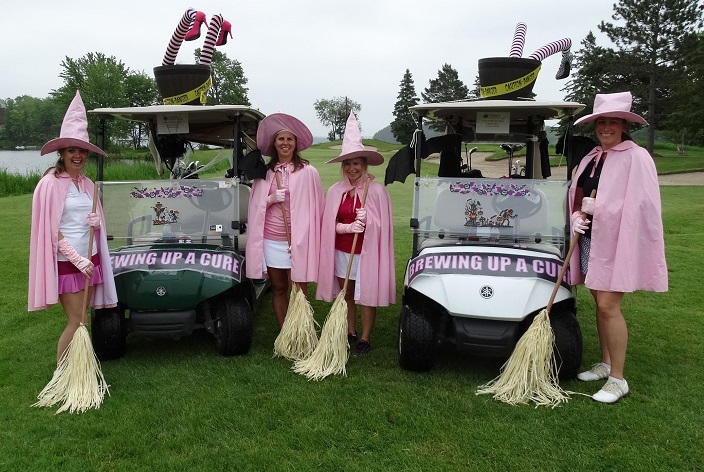 Team "Brewing Up a Cure" (from left) Nicola Mackay, Brywn Perera, Melissa Key, and Kristin Adams won the costume prize (supplied photo)