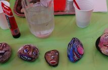 Jolly faces adorn these stones