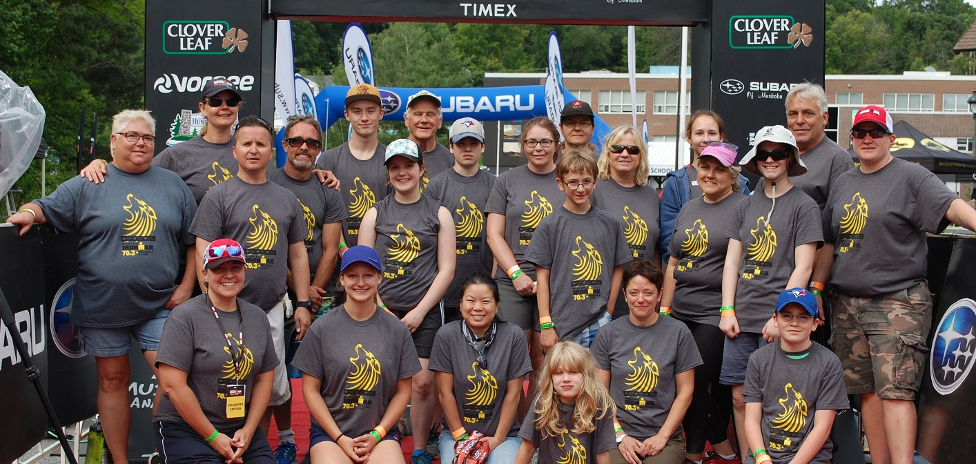 The finish line crew at the 2017 Ironman 70.3 Muskoka (Photo: Dawn Huddlestone)