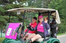 Beth Goodhew (left) and Mary Ellen Hope want to 'Give Cancer the Boot'