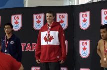 Andrew Markham took Gold in the 100m Breaststroke