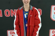 Branwyn Shaw receiving her Bronze medal in the 800m Free performance.