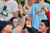 Members of the audience lit sparklers to see off the spirit of Tom Thomson as canoes were launched into the river