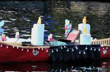 The canoe representing Tom Thomson came complete with his paint box