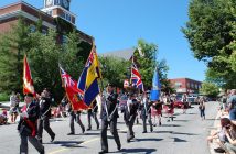 The Huntsville Legion and the Cameron of Lochiel Pipes and Drums led the parade