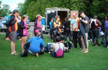 Most of the athletes donned wetsuits for the swim