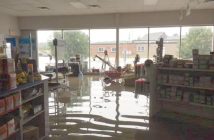 Inside, staff quickly moved items susceptible to water damage off the floor (Photo: CRS Contractors Rental Supply)