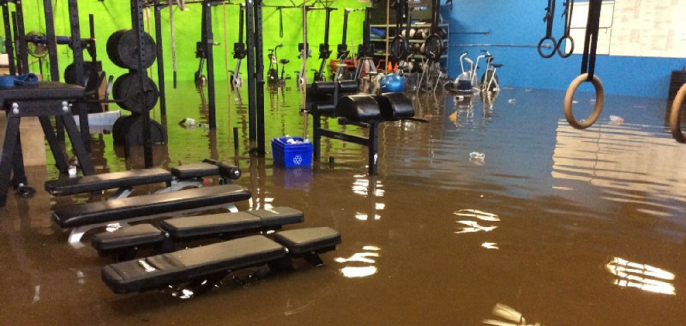 The floor at CrossFit Hatchet was completely submerged (Photo: Mitch Friend)