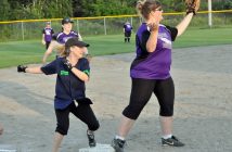 This 'Dig It' Chicks player is safe on third base