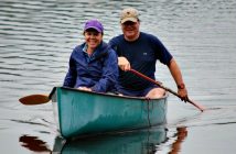 Deputy Mayor Karin Terziano and Tim Withey are all smiles as they finish the paddle. This is the fourth year the pair have participated.