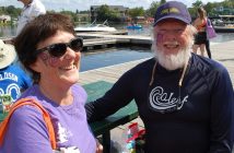 Councillor Nancy Alcock and her brother Steve Alcock had planned to do the 1km swim challenge but opted for the 2km at the last minute
