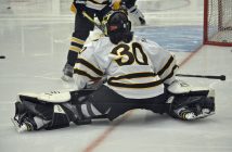 North Bay Ice Boltz Midget AA goalie #30, Charley Wing