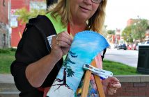 Diane Thoms decided to paint the image of a favourite tree on Lake Vernon's Big Island on this canoe