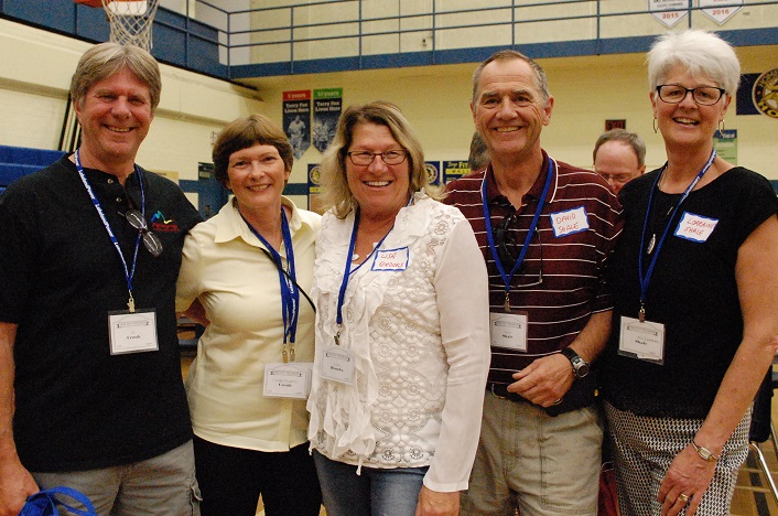 (From left) Al Cronk ('74), Linda Cronk nee Stuart ('75), Lisa Brooks ('75), Dave Shale ('74), and Lorraine Shale