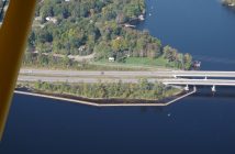 An aerial view of the floating section of the Hunters Bay Trail extension (Photo: Brian Tapley)