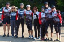 Mark's Ride cyclists pause before their 108km ride