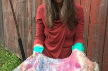 Pam with a new piece of felt (Photo: @morganhouseart on Instagram)