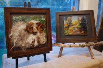 Watercolour with wool works equally well in small-scale works