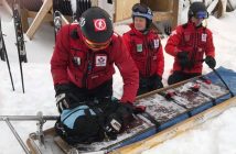Toboggans are used to get injured skiers off the slopes