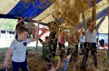 What the hay! Kids usually never shy away from going crazy in some set up haystacks.