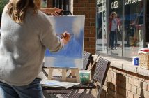 Artist Helena Renwick took advantage of the sunny day to paint outside