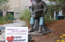 Passersby were invited to take a selfie with Tom Thomson for Culture Days