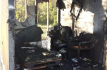The room with no sprinkler was consumed by flames in less than two minutes