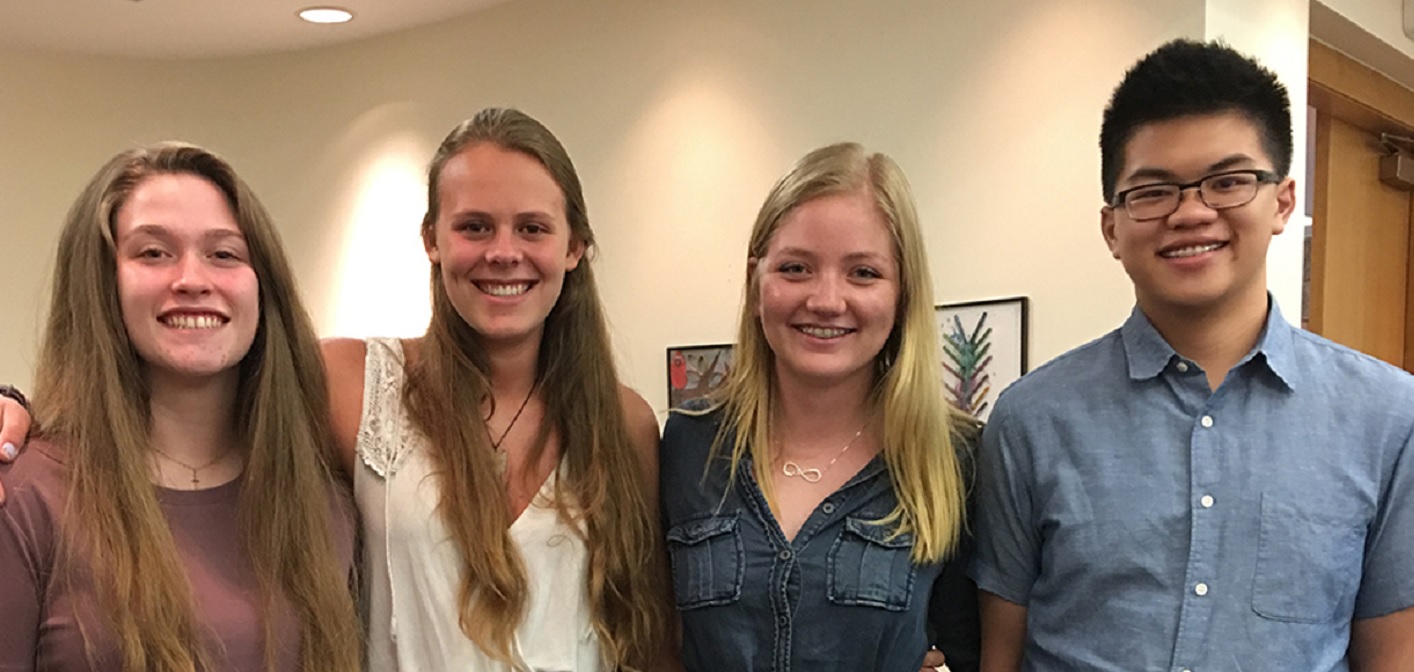 Some of the HHS StAR team members at a TLDSB meeting (from left) Camryn Greenleaf, Laura Rea, Khylie Brown, and Adrian Laksmono (supplied photo)