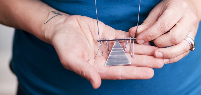 Miranda Britton with the YWCA-inspired necklace, Stability (Photo: Scott Turnbull)