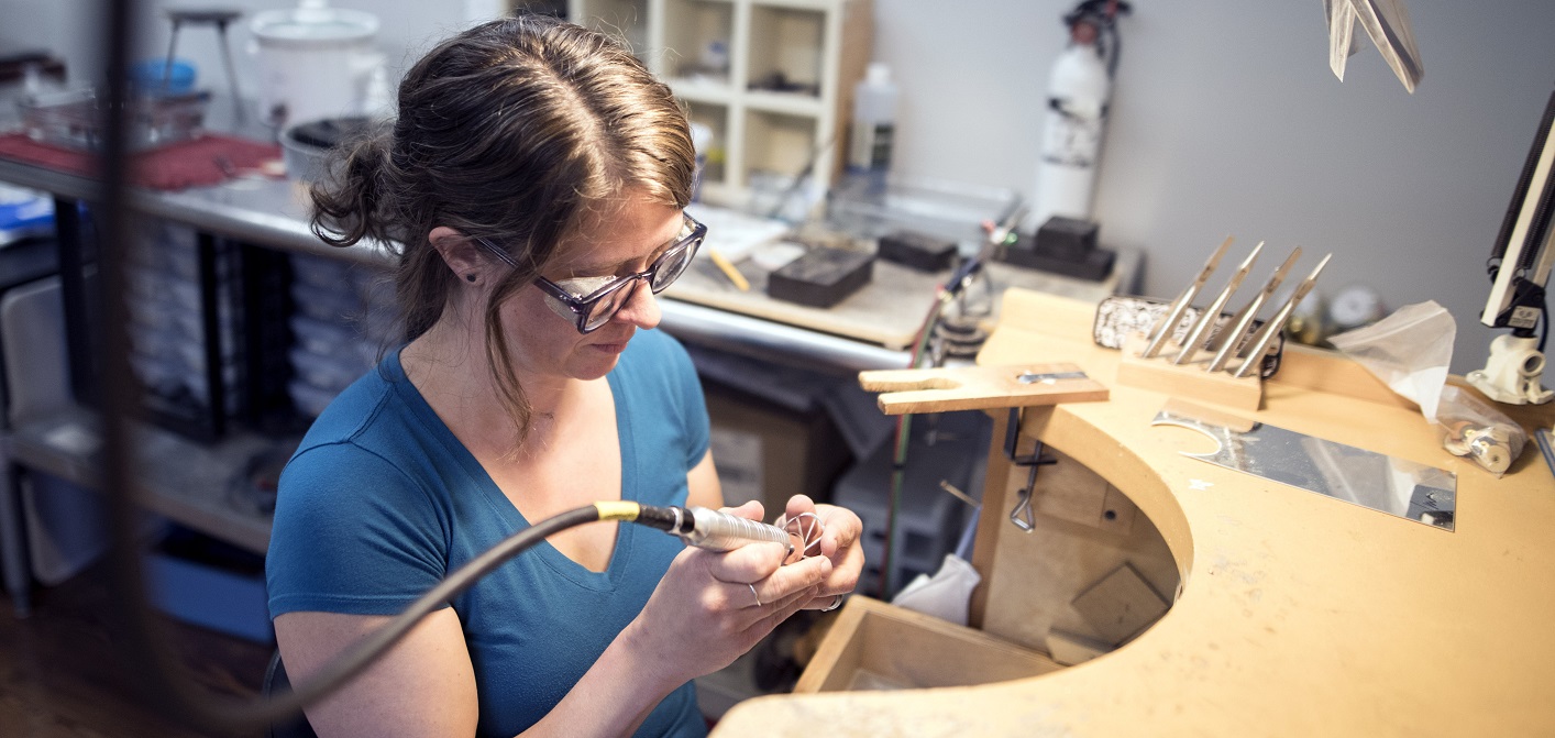Miranda Britton at work in her studio Photo Scott Turnbull