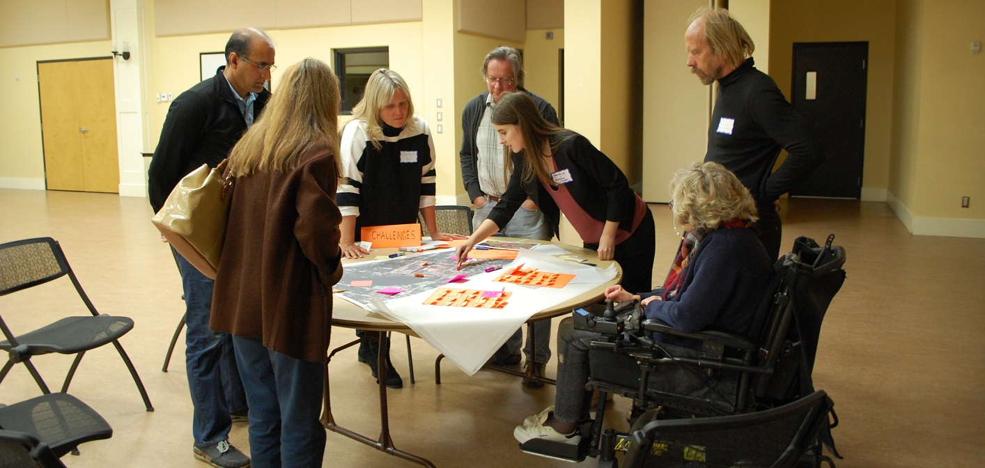 Ryerson student Danielle Culp (third from right) discusses the challenges with Brendale Square with some of the open house attendees