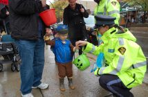 Gavin Cooper meets Constables Erin Gorrie (front) and Justin Loring