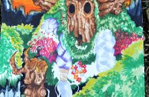 This beautiful piece was created as a result of her marker leaking on a piece of paper during the downtown Harvest Festival.
