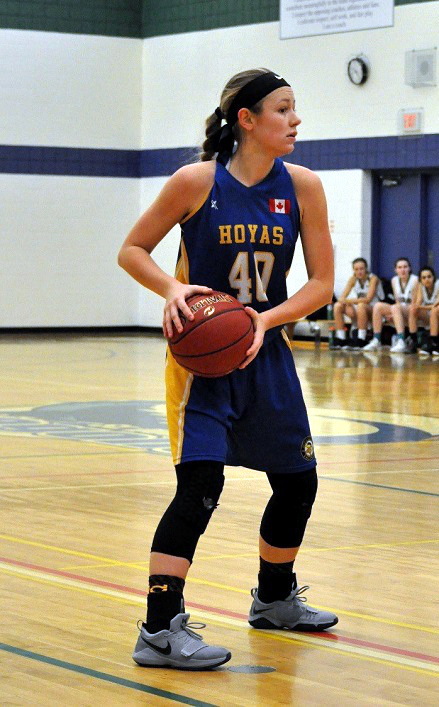 Abby Fawcett looks for the pass