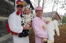 The West family (from left) James, Barrett, Shari, and Marshall brought some adorable farm animals to The Great Pumpkin Trail