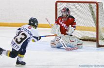 Otters Dylan Bennett scoring one of his hat trick goals.